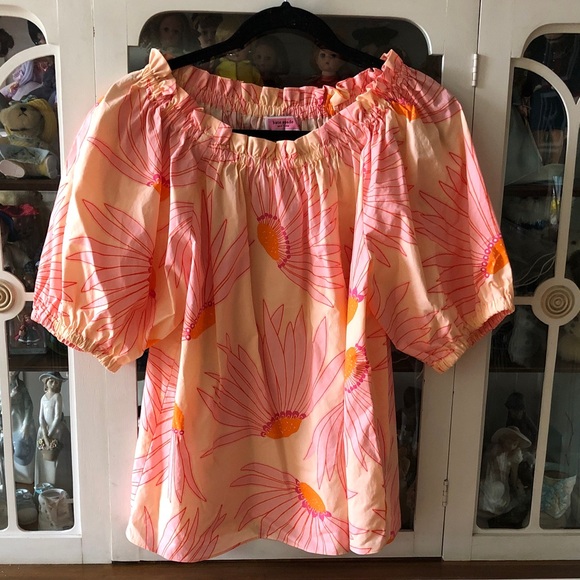 kate spade Tops - NWOT kate spade Pink Floral Puff-Sleeve Blouse